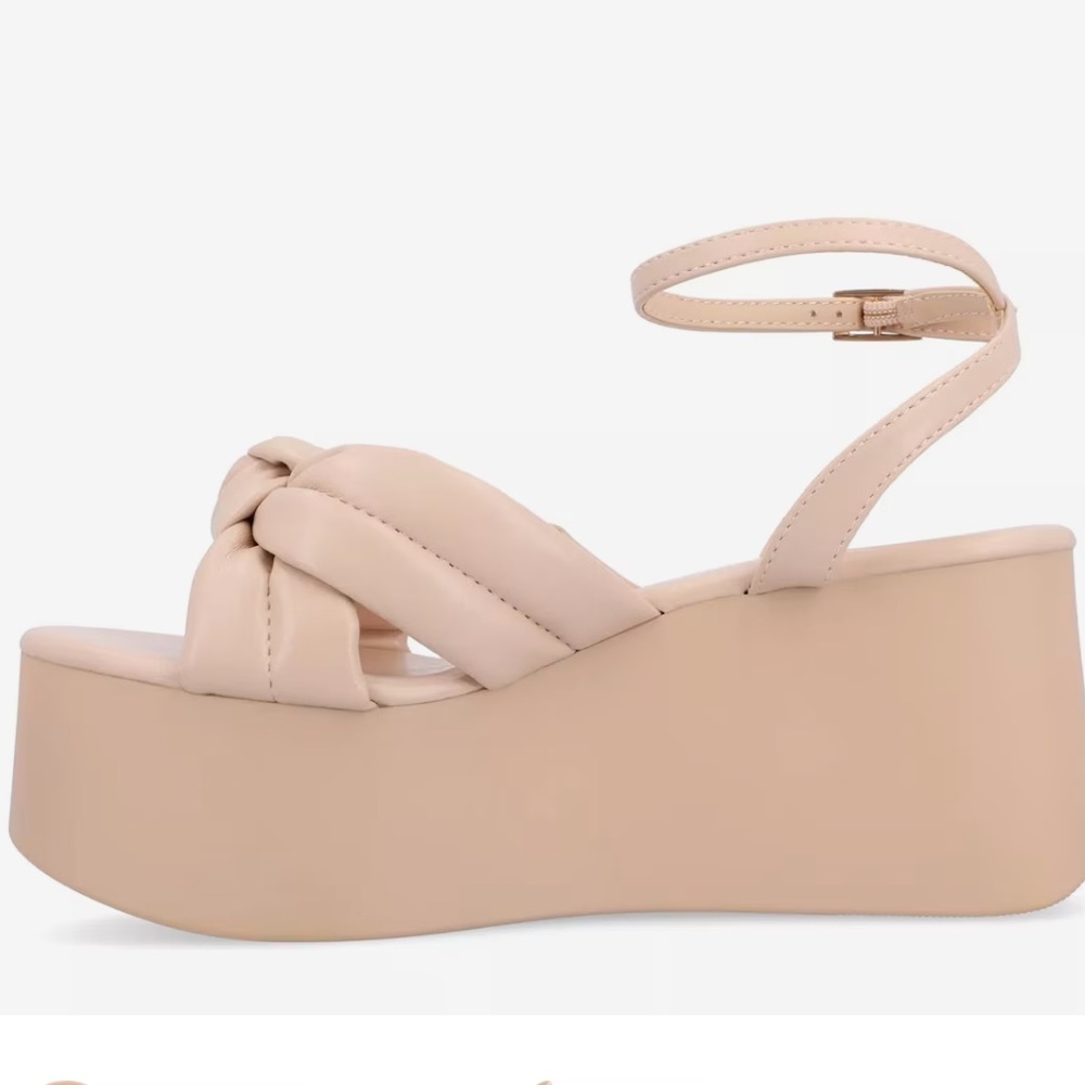 Journee Collection Lailee Nude Strappy wedge Sandals Size 8 - Picture 2 of 9